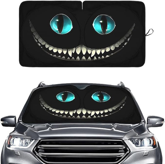 GENANY Black Horror Cat Eyes Windshield Sun Shade for Car SUV Truck (55x29 Inches), Automobile Sunshade, Protector Blocks UV, Car Accessories