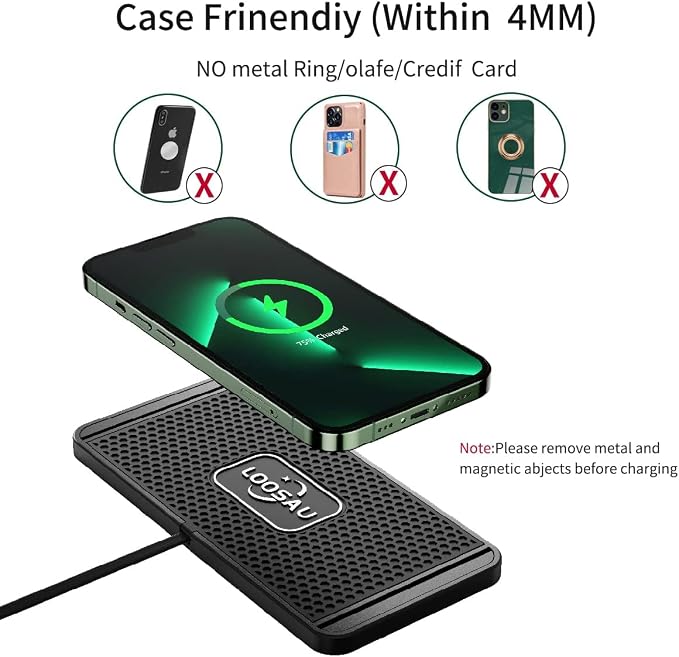 Wireless car Charger Charging pad 15w Non Slip FastCharger for car Wireless Phone Charger for Android for iPhone 11/12/13/14/15/16/17 Pro Max Xs,Samsung Galaxy S20(1M Cable)