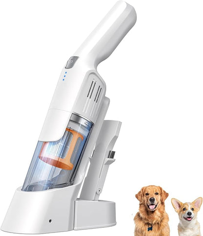 Handheld Vacuum Cordless, 24KPA Powerful Car Vacuum, Rechargeable, Charging Dock, Ergonomic Handle, 2-in-1 Crevice Tool, 1.8lb Portable Vacuum Cleaner with 2-Speed for Car, Home