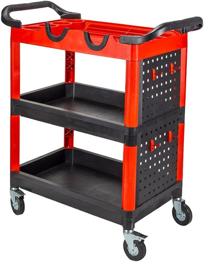 Maxshine Premium Universal Heavy Duty Detailing Cart – 3-Tier Mobile Car Detailing Cart with Locking Casters, Storage Shelves, Brush Holder & Pegboard Organizer – Garage & Mobile Auto Detailing