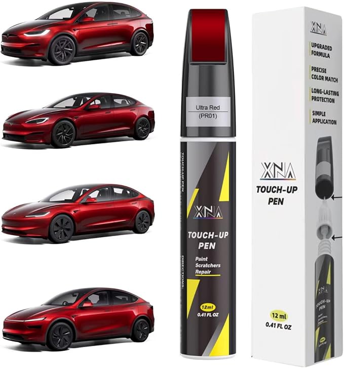 Car Touch Up Paint(Ultra Red(PR01)) for Tesla, 2 in 1 Car Scratch Remover with Pen Tip and Brush, Exact Color-Matched for Car Paint Scratch Repair, Quick & Easy Fix Chips and Nicks