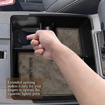 Muslogy for 2022+ Frontier Accessories Center Console Organizer Insert Tray Storage Box Armrest Organizer Compatible with Frontier 2022 2023 2024 2025 2026(Gray Leather)