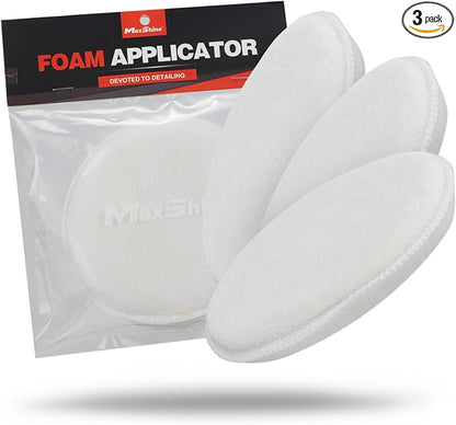 Maxshine Wax Applicator, Microfiber, 5 Inch, White, 3 Pack | Machine Washable, Durable, Reusable | Smooth Polish & Wax Application for Car Detailing, Scratchless Finish