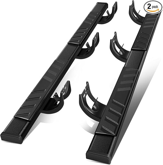 Auto Dynasty Flat Running Boards Compatible with 2009-2024 Dodge Ram 1500 Truck Extended/Quad Cab, Stainless Steel Side Step Rail Nerf Bars, 5" Step Bars, Black Powdercoated