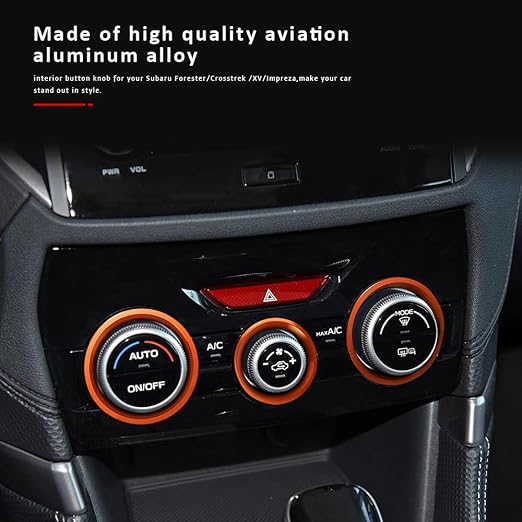 Auovo AC Climate Control Knob Outer Ring Covers for Subaru Crosstrek Accessories 2018-2023 / Impreza 2017-2023/ Forester 2019-2024 Interior for Car Air Condition Switch Control Trim (Sun Orange)