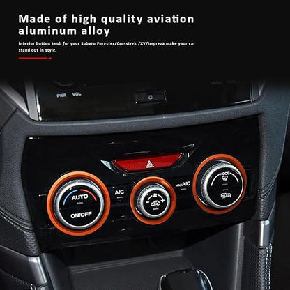 Auovo AC Climate Control Knob Outer Ring Covers for Subaru Crosstrek Accessories 2018-2023 / Impreza 2017-2023/ Forester 2019-2024 Interior for Car Air Condition Switch Control Trim (Sun Orange)