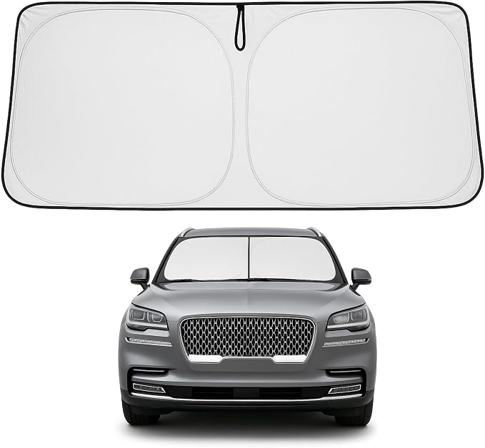 Proadsy Windshield Sun Shade for Lincoln Aviator 2020-2025 2026 4-Layer Foldable Front Sunshade Protector Sun Visor Blocks UV Rays Keep Car Cooler