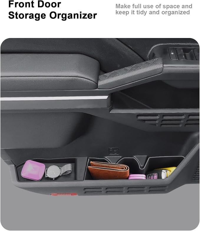 ECOZEN Door Pocket Organizer Set For 2024-2026 Toyota Tacoma - 6 Pcs TPE Door Side Storage Tray Compatible With Tacoma 2024-2026 Interior Accessories - Protection & Easy to Clean - Double Cab Only
