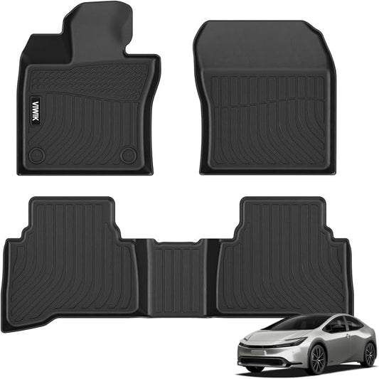 VIWIK Floor Mats Fit for Toyota Prius 2023 2024 2025 2026,TPE Floor Liners All Weather Custom Car Mats Full Set 1st & 2nd Row, Automotive Accessories for Prius Odorless Non-Slip Waterproof