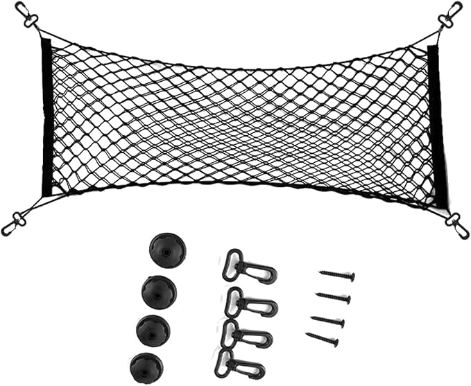 ZIMISI Car Cargo Net, Elastic Stretchable Car Trunk Cargo Storage Net with Hooks, Double-Layer Nylon Truck Organizer Mesh, Vehicle Interior Accessories for Most SUVs, Trucks (35.4x15.7 inch/90×40 cm)