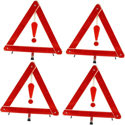 4pcs Car Safety Triangle Warning Sign Kit Portable Reflective Roadside Alert for Vehicles Sturdy and Wind-Resistant for Road Construction and Vehicle Maintenance