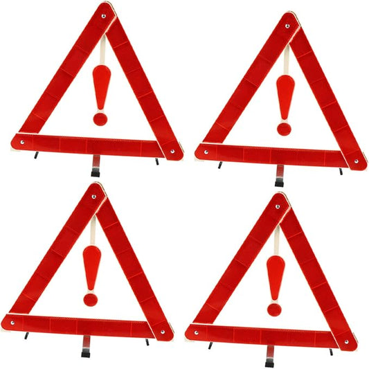 4pcs Car Safety Triangle Warning Sign Kit Portable Reflective Roadside Alert for Vehicles Sturdy and Wind-Resistant for Road Construction and Vehicle Maintenance