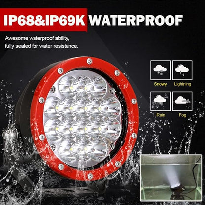 BIGLION.X 5Inch 2Pcs 160W Red Round Offroad Lights 18800LM Super Bright Amber Offroad Driving Lights Yellow Work Lights Waterproof IP68 12V 24V with Wiring Harness for Trucks Pickup ATV UTV SUV