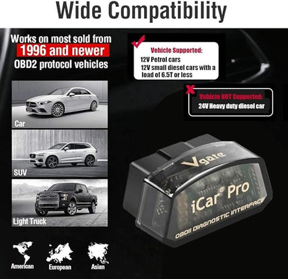 Vgate iCar Pro Bluetooth 4.0 (BLE) OBD2 Fault Code Reader OBDII Code Scanner Car Check Engine Light for iOS/Android