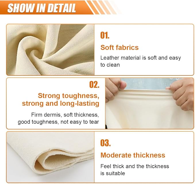 Chamois Cloth for Car, Natural Shammy Car Drying Towel, 35.43'' X 23.62''(5.7 sq ft) Absorbent Fast Drying Cleaning Cloth for Car Wash, Glass, Paint Care, Mirrors, Windows (Irregularity)