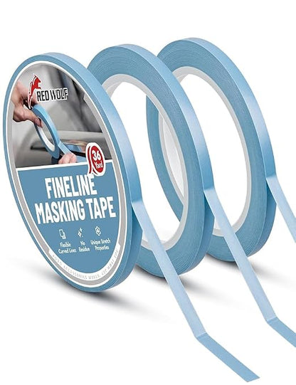RED WOLF 1/4" x 36yd PVC Fine Line Pinstriping Tape 3 Rolls, Automotive Car Paint Masking Tape for Sharp Graphic Design Curves Conformable Stretch Fineline Pinstripe Tape for Motorcycle DIY Paint Art
