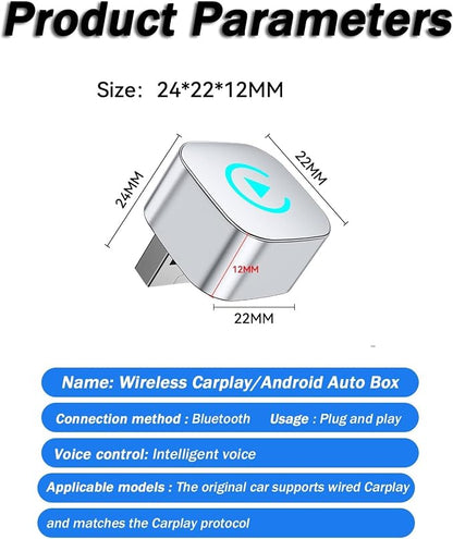 Wireless Carplay Adapter for Ford Mustang 2017-2023 2024 2025, Plug and Play Car Play Wireless Adapter, 2 in 1 CarPlay Accessories, Auto Reconnect,B
