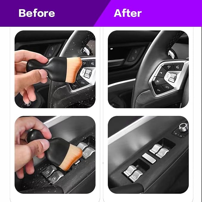 AOCISKA Car Interior Detailing Brush,Soft Bristle Cleaning Brush Car Detailing Brush Dusting Brush,Car Interior Cleaning Tool,Auto Detail Brush Car Dash Duster Brush (Brown with Cap)