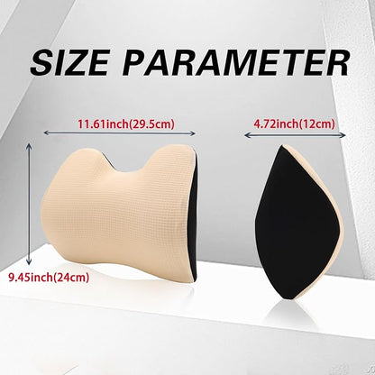 SPRFUFLY Make Restful Car Headrest Pillow, Car Pillow for Driving with Adjustable Strap, Breathable Removable Cover & Ergonomic Design - Softness Travel Car Neck Support Pillow(Beige, 1PC)