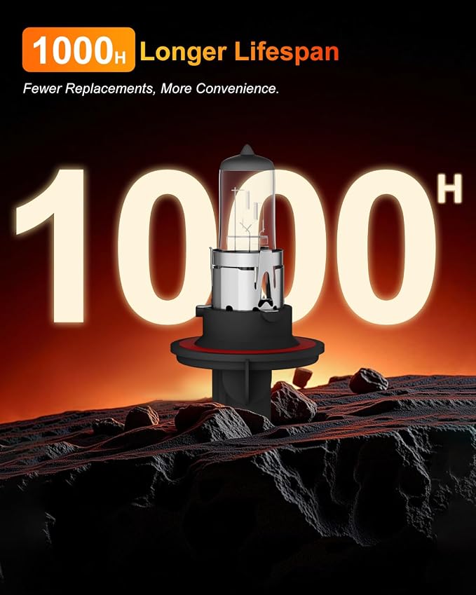 9008/H13 Halogen Car Headlight Bulbs, High and Low Beam, 3800K, 4000 Lumens,Automotive Headlight Bulbs,Low Beam Lights,High Beam, H13 Car Light Bulb, Pack of 2