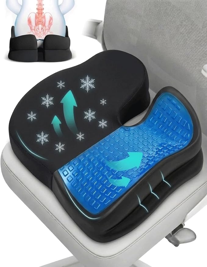 Seat Cushions for Office Chairs Wheelchair Cushion for Long Sitting Back Pain，Memory Foam Seat Car Computer Desk Chair Cushion，Coccyx Cushion for Tailbone Pain Relief Cushion Office Chair Charcoal