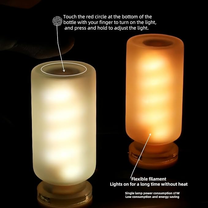 Retro Car Lamp, Touch Adjustment USB LED Car Lights,Plug in USB Automotive Night Lamps,Plug-in Ambient Light, Mini LED Bulb for Automotive,Bedroom,Hallway,Desk,No Pole dimming(Frosted-Red)