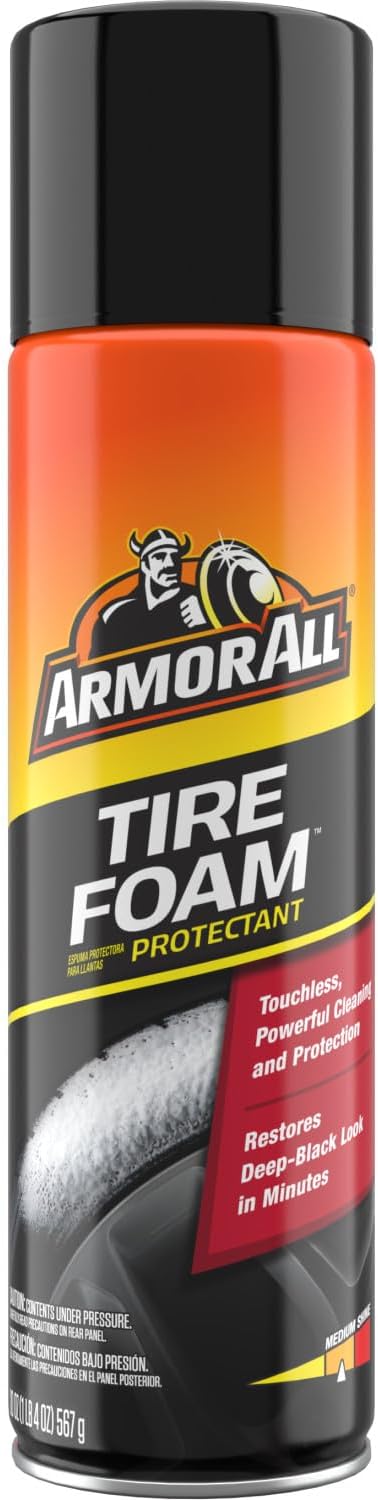 Armor All Tire Foam, Tire Cleaner Spray for Cars, Trucks, Motorcycles, 20 Oz Each, 1.25 Pound (Pack of 2)