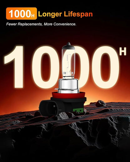 H11 Headlight Bulbs, 12V 55W, 4000 Lumens, 3800K, Halogen Light Bulbs, No Glare, Headlight Bulbs High and Low Beam, Fog Light Bulb,Head Light Bulb for Car, Pack of 2