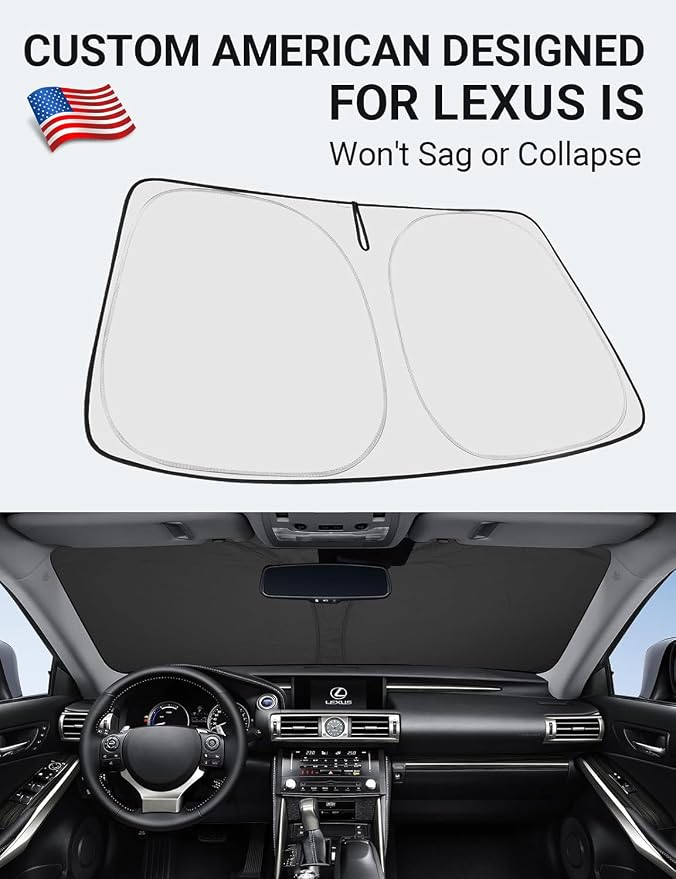 Proadsy 2026 Upgrade Front Windshield Sun Shade Foldable Sunshade Protector Custom Fit 2014-2020 Lexus is 200t, 250, 300, 350, F-Sport Sedan Accessories
