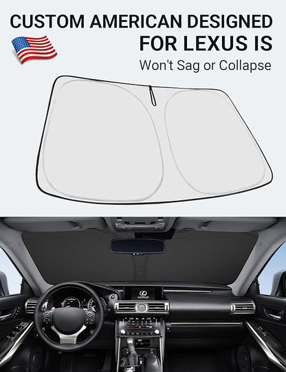 Proadsy 2026 Upgrade Front Windshield Sun Shade Foldable Sunshade Protector Custom Fit 2014-2020 Lexus is 200t, 250, 300, 350, F-Sport Sedan Accessories