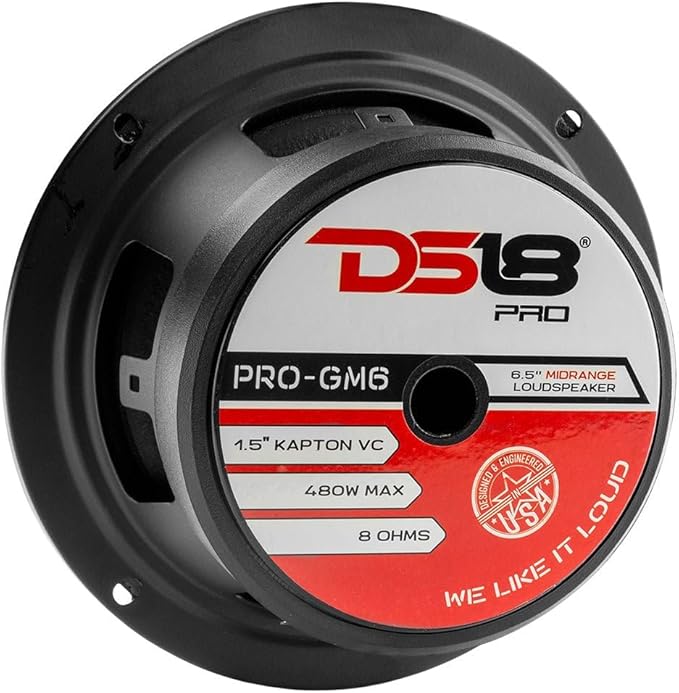 DS18 PRO-GM6 Loudspeaker - 6.5", Midrange, Black Steel Basket, 480W Max, 140W RMS, 8 Ohms - Premium Quality Audio Door Speakers for Car or Truck Stereo Sound System (1 Speaker)