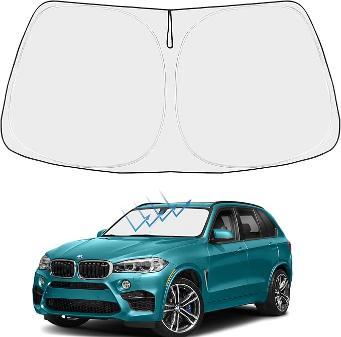 Proadsy Windshield Sun Shade for BMW X5 2014-2018 Accessories Custom Fit M Sport xLine SUV 4-Layer Foldable Front Sunshade Protector Sun Visor Blocks UV Rays Keep Car Cooler
