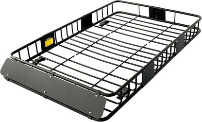 Season Guard Roof Rack Cargo Carrier Basket, 64" x 39" x 4" Heavy Duty Steel Rooftop Luggage Rack with Extension & Wind Fairing, Universal Car Top Storage for SUV, Truck, Jeep, Van, Camping Travel