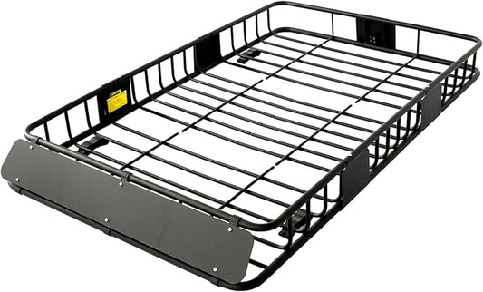 Season Guard Roof Rack Cargo Carrier Basket, 64" x 39" x 4" Heavy Duty Steel Rooftop Luggage Rack with Extension & Wind Fairing, Universal Car Top Storage for SUV, Truck, Jeep, Van, Camping Travel