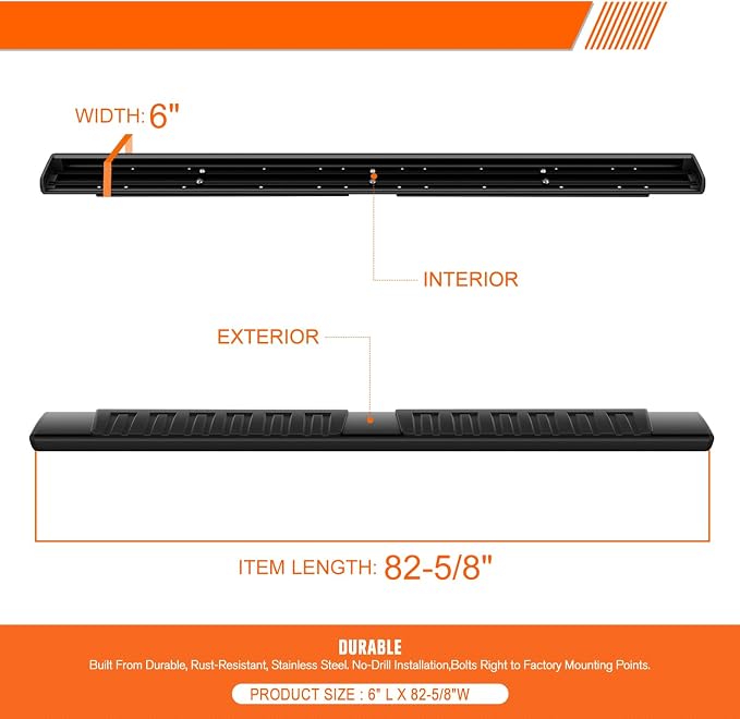 6" Running Boards Side Step Bars Compatible with 2009-2024 Dodge Ram 1500 2500 3500 Crew Cab, Aluminum Flat Side Truck Running Boards, Black