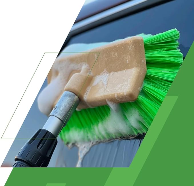 MICRO TEC 10" Truck Wash Brush Head - Soft Bristle Car Wash Brush, RV Boat Cleaning Brush, Bi-Level Auto Detailing Brush, Chemical Resistant Vehicle Wash Brush Head, Green - Pack of 1