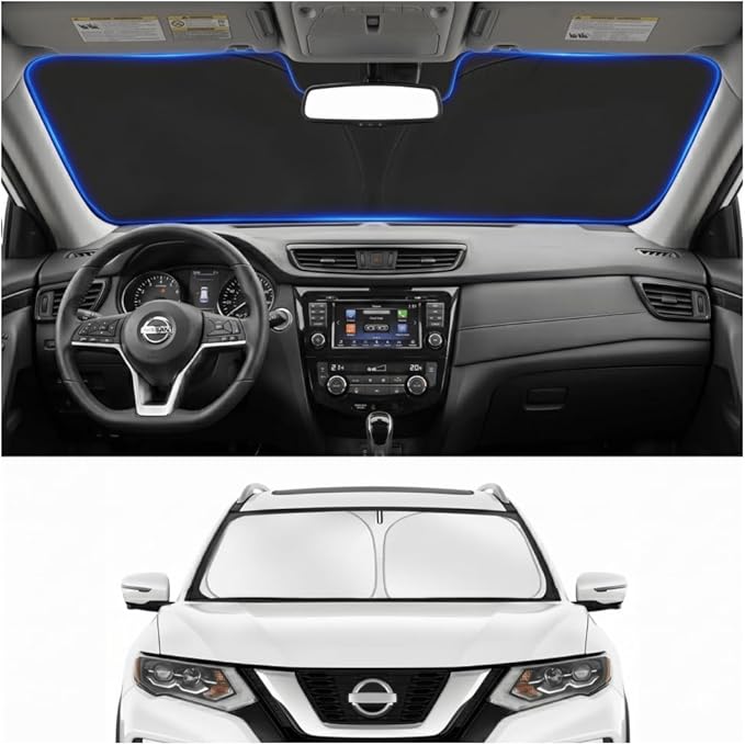 Windshield Sun Shade Sunshade for Nissan Rogue 2014-2020 | Custom Fit Windshield Cover, Blocks UV Rays, Multi-Layer Heat Shield, Durable Frame, Easy Fold & Storage