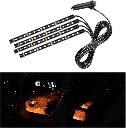 Ohleats Car LED Strip Light, 48 LED RGB Auto Interior Atmosphere Lights, Cigarette Lighter Under Dash Ambient Night Light, Interior Lamp Lighting Kit (Orange, Cigarette Lighter)