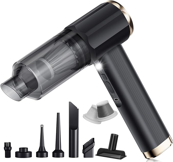 Handheld Vacuum for Car, 24000Pa Cordless Car Vacuum Cleaner with Blower and Inflator, Lightweight Portable Vacuum for Pet Hair, Crumbs, Keyboard, Sofa, Black