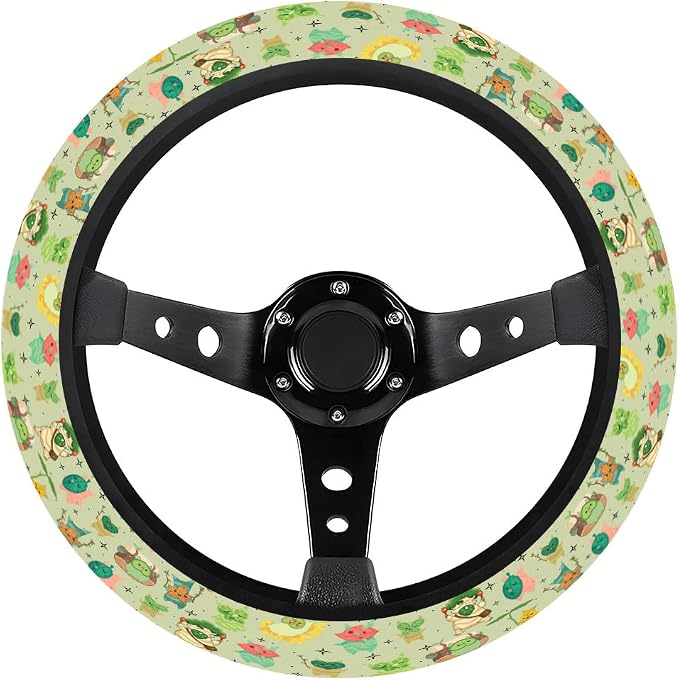 GENANY Leaf Mask Spirits Steering Wheel Cover, Non Slip Polyester Car Wheel Protector for Car SUV Truck, Universal 15 Inch
