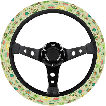 GENANY Leaf Mask Spirits Steering Wheel Cover, Non Slip Polyester Car Wheel Protector for Car SUV Truck, Universal 15 Inch