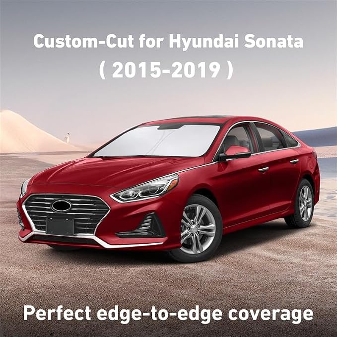 EcoNour Windshield Sunshade Compatible for Hyundai Sonata 2015-2017 2018 2019, Sun Visor for Front Windshield & Window Sun Shade Cover, UV Heat Blocker & Protector, Car Accessories