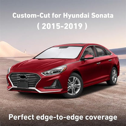 EcoNour Windshield Sunshade Compatible for Hyundai Sonata 2015-2017 2018 2019, Sun Visor for Front Windshield & Window Sun Shade Cover, UV Heat Blocker & Protector, Car Accessories