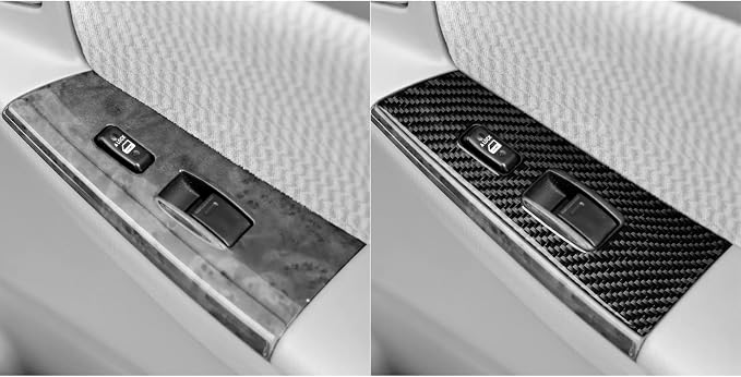 Black Real Carbon Fiber Accessories Car Door Window Lift Panel Kit Cover Interior Trim Sticker Decal for Toyota Corolla CE LE S 2003 2004 2005 2006 2007 2008/XRS 2005-2006 Sedan 7PCS -D