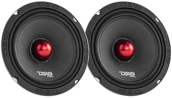 DS18 Mid and High Car Speaker Package - 2X 6.5" Midrange, 2X 1" Tweeters, Built-in Crossover