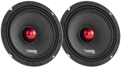 DS18 Mid and High Car Speaker Package - 2X 6.5" Midrange, 2X 1" Tweeters, Built-in Crossover