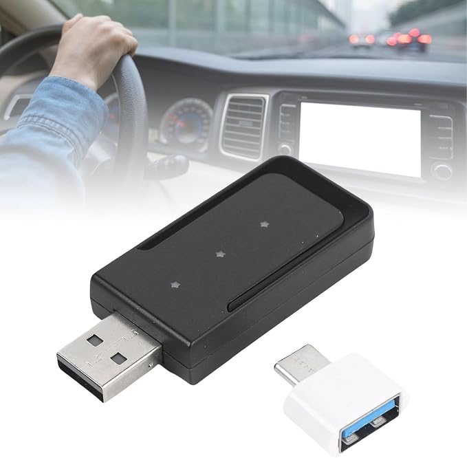 2 in 1 Wireless CarPlay Adapter, Wired to Wireless Converter for CarPlay and Android Auto, Bluetooth 5.0 WiFi Plug and Play Car Dongle CP508A (CP508C)