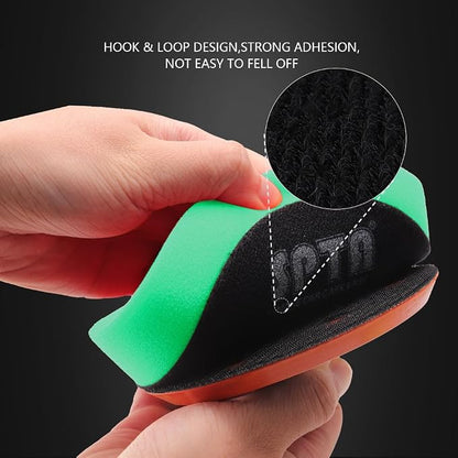 SPTA Green T120 Heavy-Cut Polishing Foam Pad, 1Pc 3.5 Inch Face for 3 Inch 80mm Backing Plate Compound Buffing Sponge Pads for Car Buffer Polisher Compounding, Polishing and Waxing -FPBFS3G