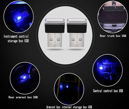 iJDMTOY Ultra Blue USB Plug-in Miniature LED Car Interior Ambient Accent Lighting Kit