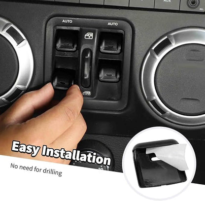 Jimen for JK Window Button Covers, 4PCS Center Console Window Switch Cover Interior Trim Kits Compatible with Jeep Wrangler JK & Unlimited 2012-2018, Aluminum Alloy (Black)